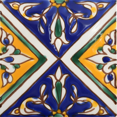 Casablanca Market Mediterranean 4" x 4" Ceramic Split Decorative Tile in Blue