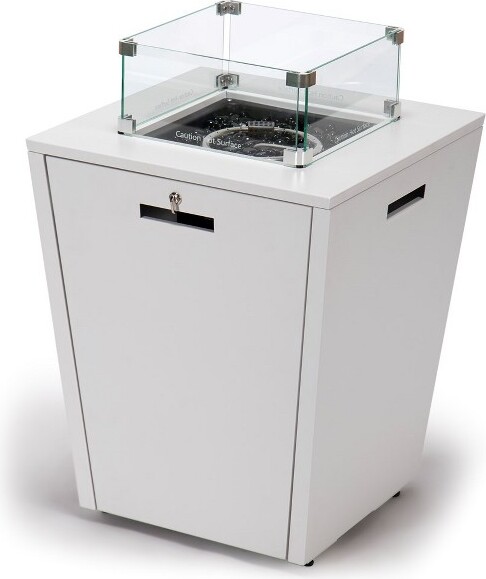 LeisureMod LeisureModChelseaAluminumModernOutdoorPropaneFirePitTablewithLidSleekDesignforPatioDeckGardenBackyardLoungeorPoolsideArea