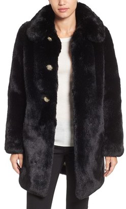 Kate Spade Women's Jewel Button Faux Fur Jacket