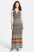 Thumbnail for your product : Donna Morgan Embellished Print Jersey Maxi Dress