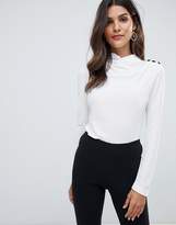 Thumbnail for your product : ASOS Design High Drape Neck Top with Button Detail