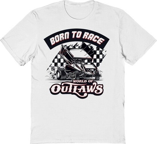 Woo WooMen'sBornToRaceBlackFlagShortSleeveGraphicCottonT-Shirt-WhiteL