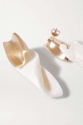 COMPLETEDWORKS Angry Intellectuals Ceramic, Gold Vermeil And Topaz Earrings - White