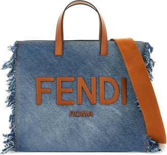 トートバッグ FENDI EMBROIDERED DENIM SUMMER SHOPPING BAG Fendi Embroidered denim tote bag | The Fashion Square