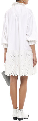 McQ Broderie Anglaise-paneled Cotton-poplin Shirt Dress