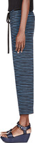 Thumbnail for your product : Marc Jacobs Blue Silk Pinstripe Pillar Leg Trousers