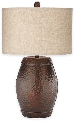 Pacific Coast Lighting Emory Faux Metal Barrel Table Lamp In Antique Copper