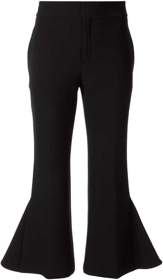 black fit and flare trousers