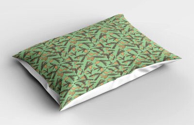 Ambesonne Pine Cone Pillow Sham 2 Pack Spring Season Plant Leaf Earth Yellow White Black