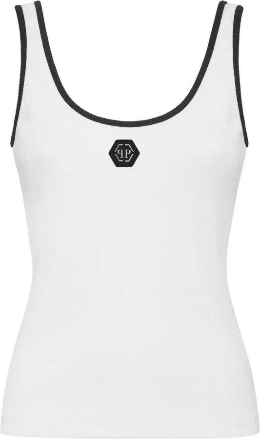 Philipp Plein Ribbed Hexagon-Logo Tank Top