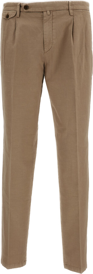 Briglia Beige Distressed Slim Trousers