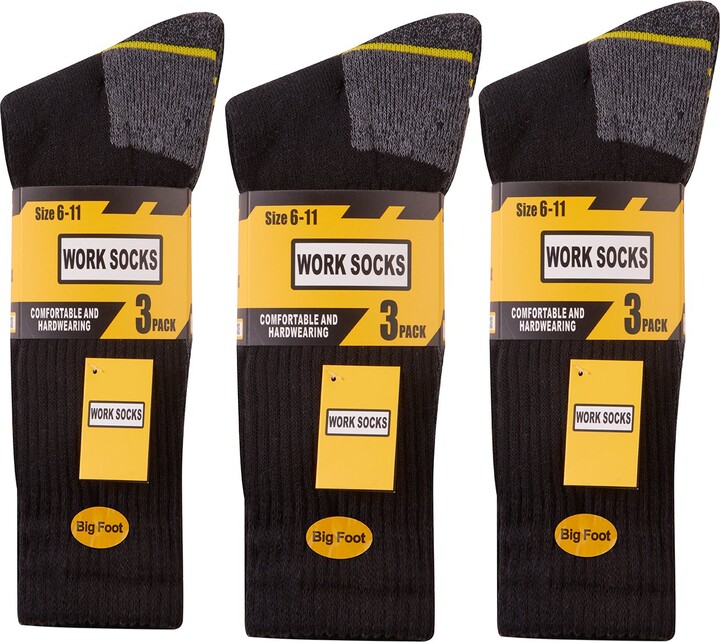 WORK SOCKS Men's Thick Socks Heavy Duty Reinforced Heel Sizes 1214