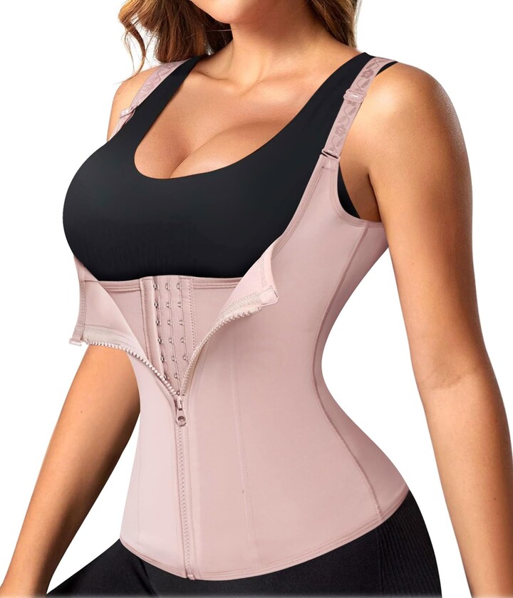 Buy LadySlim by NuvoFit Fajas Colombiana Full Latex Chaleco Vest Waist  Cincher Trainer Trimmer Girdle Workout Corset Body Shaper, Beige, Small at