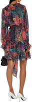 Thumbnail for your product : Dundas Belted printed fil coupé silk-blend chiffon mini dress