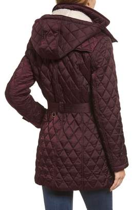 London Fog Quilted Coat with Faux Shearling Lining