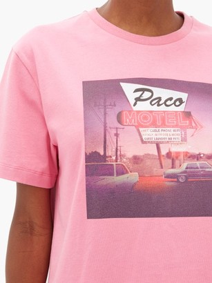 Paco Rabanne Motel-print Cotton T-shirt - Pink