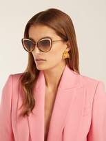 Thumbnail for your product : Alexander McQueen Cat Eye Metal Sunglasses - Womens - Brown
