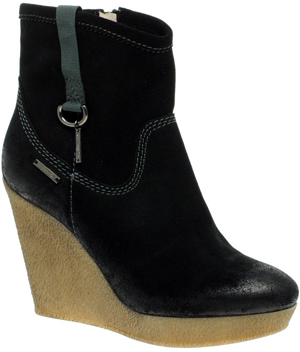 Diesel Unkle Jessy Treated Suede Wedge Ankle Boot - ShopStyle