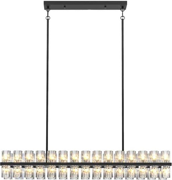 Gloweer 54 in. LED Rectangular Luxurious Crystal Chandelier Simple Modern Dining Room, for Home Decor (Bulbs Included)
