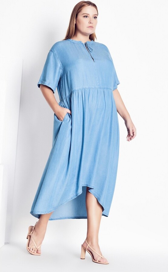 REFINITY Women's Plus Size Ruby Maxi Dress Chambray 12 Plus