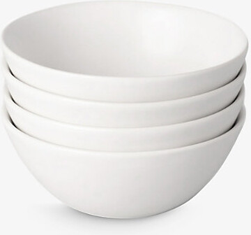 Fable Cloud White Stackable Ceramic Stoneware Breakfast Bowls Set Of Four