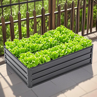 Arlmont & Co. 4x3x1ft Metal Raised Garden BedDeep Root Outdoor Galvanized Planter BoxPatio Kit Planting Beds for Vegetables Flowers HerbBlack