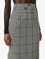 Thumbnail for your product : Marine Serre Houndstooth-pattern high-waist wool midi skirt