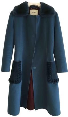 Fendi Blue Cashmere Coat for Women