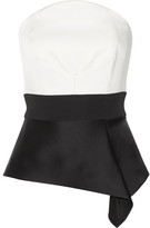 Thumbnail for your product : Roland Mouret Penn Asymmetric Satin And Crepe Bustier Top - White