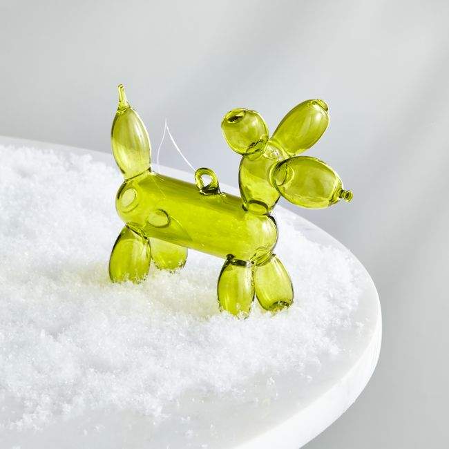 Crate & Barrel Green Balloon Dog Ornament
