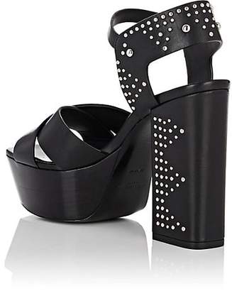 Saint Laurent Women's Farrah Studded Leather Platform Sandals - Black
