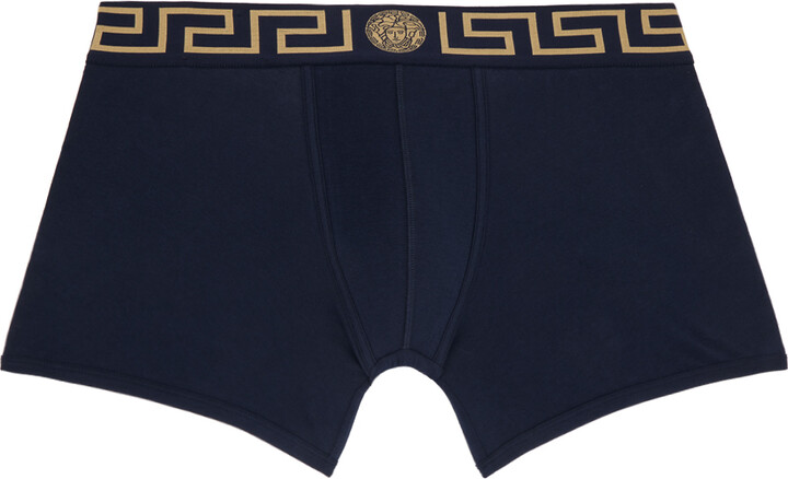 Versace Underwear Blue Greca Border Long Boxers - ShopStyle
