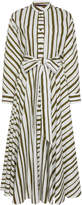 Thumbnail for your product : Martin Grant Tie-Front Striped Cotton-Poplin Midi Dress
