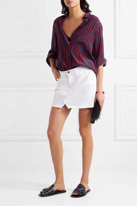 Frame Le Mini Frayed Denim Mini Skirt - White