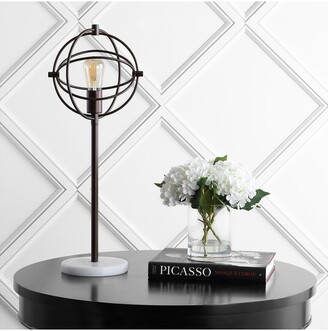 Jonathan Y Designs Atomic Caged 26.5In Edison Bulb Metal Marble Modern Led Table Lamp