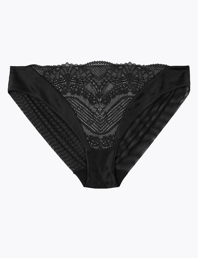 Marks and Spencer Satin & Lace High Leg Knickers ShopStyle Lingerie