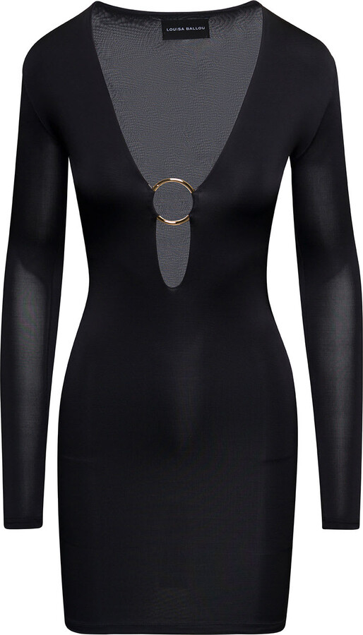 Black V-cut Dress Long Sleeve | ShopStyle