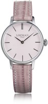 Thumbnail for your product : Locman 1960 Silver Stainless Steel Women's Watch w/Pink Croco Embossed Leather Strap