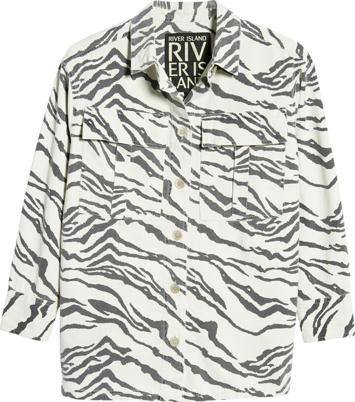 River Island Zebra Print Shacket - ShopStyle Jackets