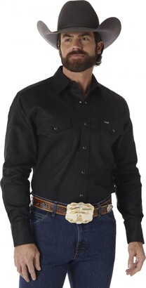 Wrangler Men's Cowboy Cut Western Two Pocket Long Sleeve Snap Work Shirt-Firm  Finish - Black - XXX-Large Tall - ShopStyle Shirts