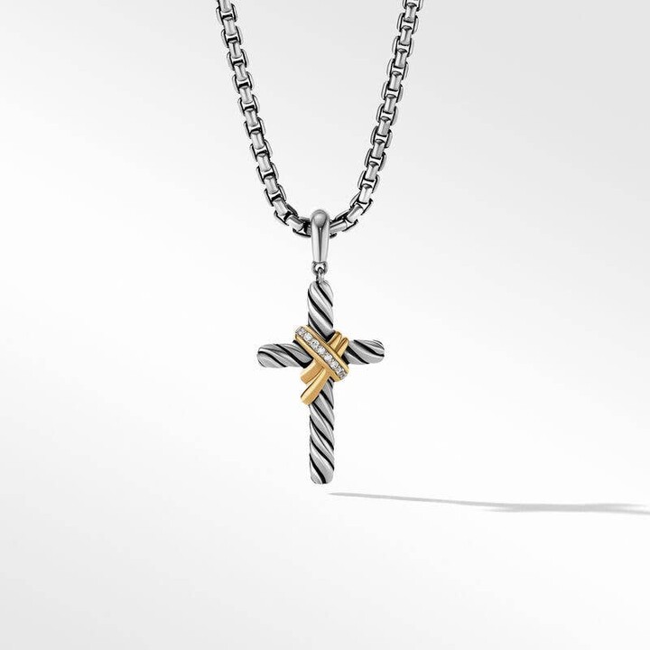 David Yurman X Cross Pendant in Sterling Silver with 18K Yellow Gold