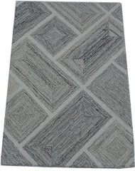 Wrought Studio Aube Geometric Hand-Tufted Wool Gray Area Rug
