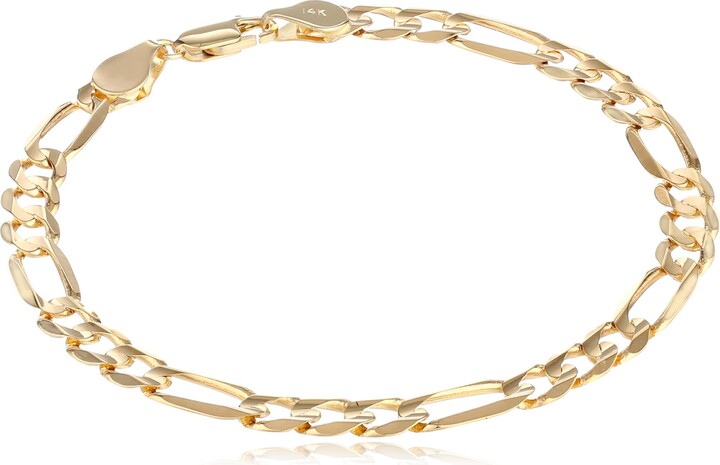 Amazon Collection Men's 14k Yellow Gold 6.1mm Figaro Bracelet
