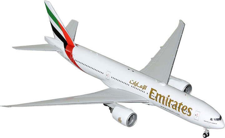 Boeing 777-200LR Commercial Aircraft "Emirates Airlines" (A6-EWA) White with Striped Tail "Gemini 200" Series 1/200 Diecast Model Airplane by GeminiJets