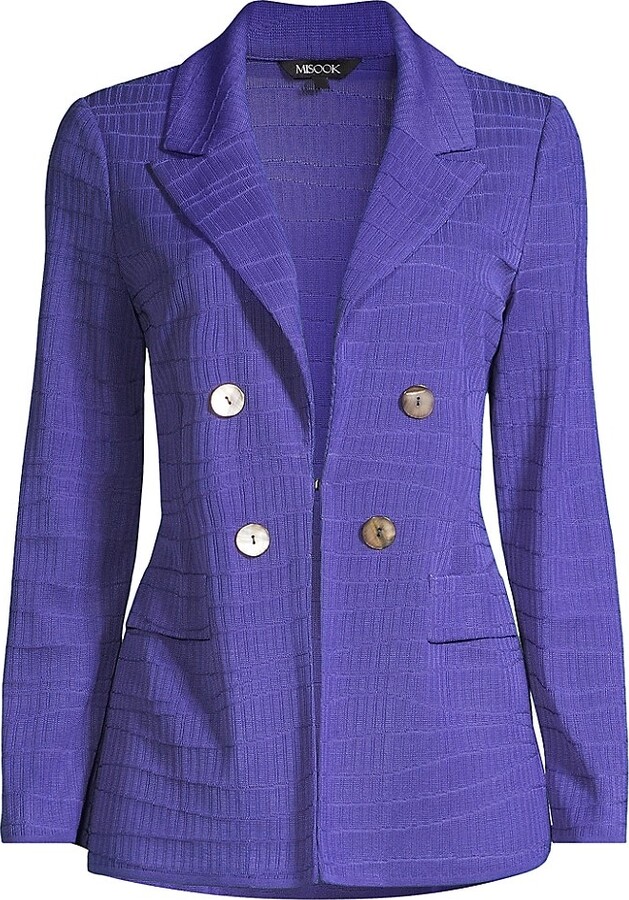 Misook Double-Breasted Textured Knit Blazer - ShopStyle