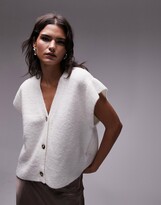 Thumbnail for your product : Topshop knitted fluffy sleeveless cardigan in ivory