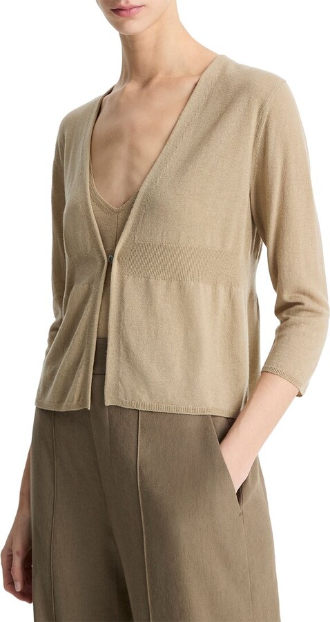 Vince Wool-Blend Ribbed Cardigan