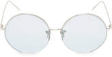 Thumbnail for your product : Linda Farrow Luxe 18k White Gold Plate Round Oversized Sunglasses