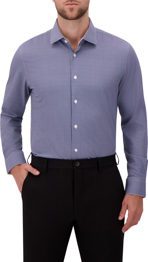 Report Collection Slim Fit Houndstooth 4-Way Stretch Button-Up Shirt
