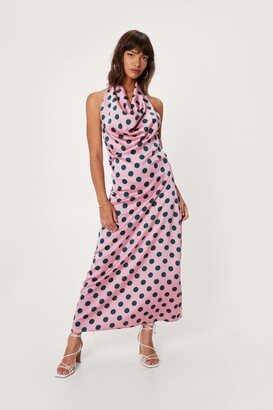 Nasty Gal Womens Polka Dot Print Cowl Maxi Dress